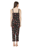 Women's Crepe Floral Print Shoulder Strap Straight Jumpsuit